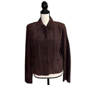 Ann taylor brown leather coat